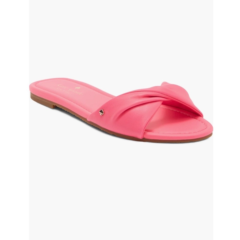 Kate Spade Miley Pink Twisted Knot Slide Sandals Womens Size 9M Flat Shoes